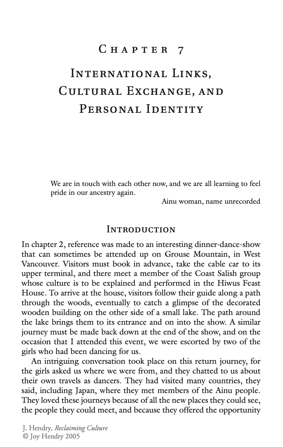 Chapter 7: International Links, Cultural Exchange, and Personal Identity